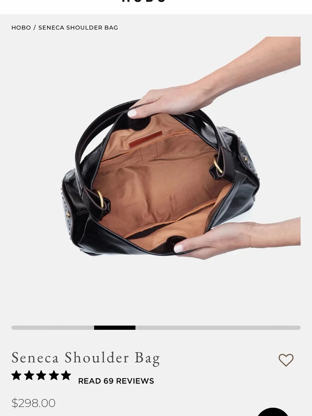 HOBO Seneca Black Genuine Leather Top-Handle Hobo Shoulder Bag